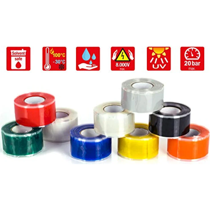 Poppstar selbstverschweißendes Silikonband, grau, 3m lang, 25mm breit, 2 Rollen (1009898) – Bild 3