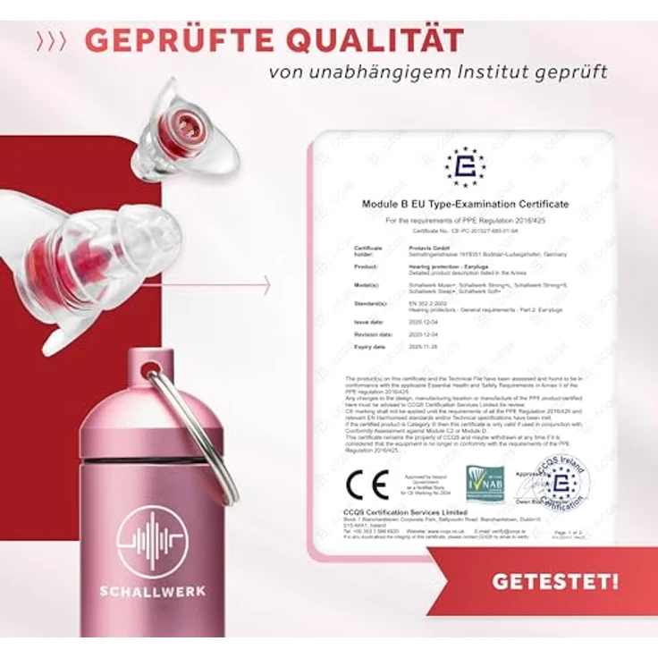 SCHALLWERK ® Women+ Gehörschutz Ohrstöpsel für Frauen, Lärmdämmung mit Klangtreue, geeignet für Konzert, Festival, Arbeit & Lernen, transparent – Bild 3