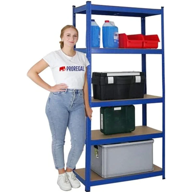 PROREGAL® Schwerlastregal Ragnar, HxBxT 180-200x90-120x40-50cm, Fachlast 175kg, pulverbeschichtet – Bild 4