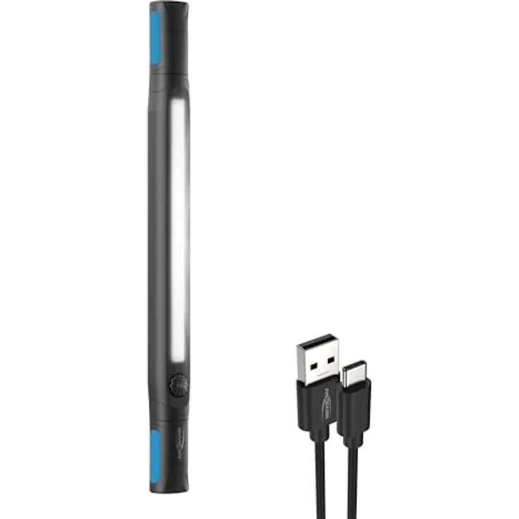 ANSMANN LED Arbeitsleuchte, aufladbare Inspektionsleuchte mit Magnethalterung und Haken, 3000 Lumen, bis zu 8 Stunden Leuchtdauer, USB aufladbar, spritzwasser- und stoßfest