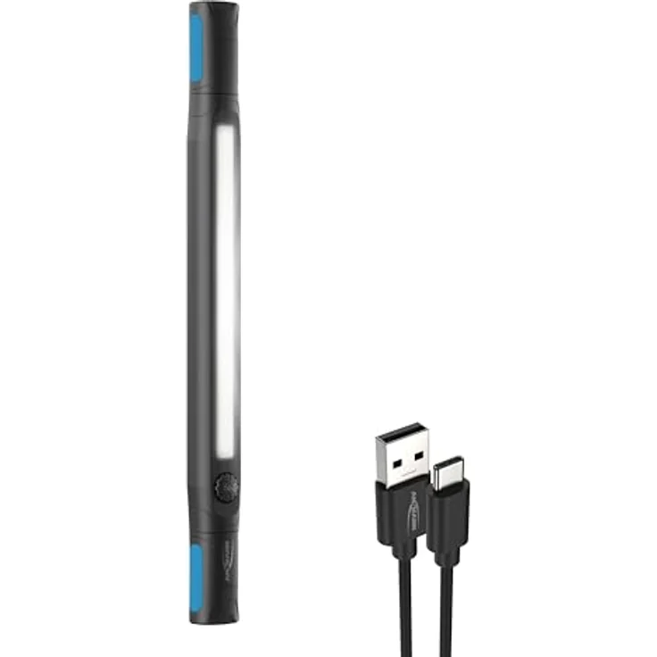 ANSMANN LED Arbeitsleuchte, aufladbare Inspektionsleuchte mit Magnethalterung und Haken, 3000 Lumen, bis zu 8 Stunden Leuchtdauer, USB aufladbar, spritzwasser- und stoßfest – Bild 1