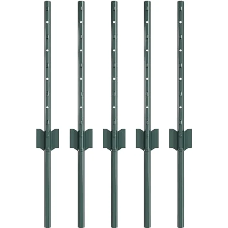 vidaXL Zaunpfosten U-Kanal, 5 Stück, 40 cm, grün, wetterbeständiger Stahl, einfache Montage – Bild 1