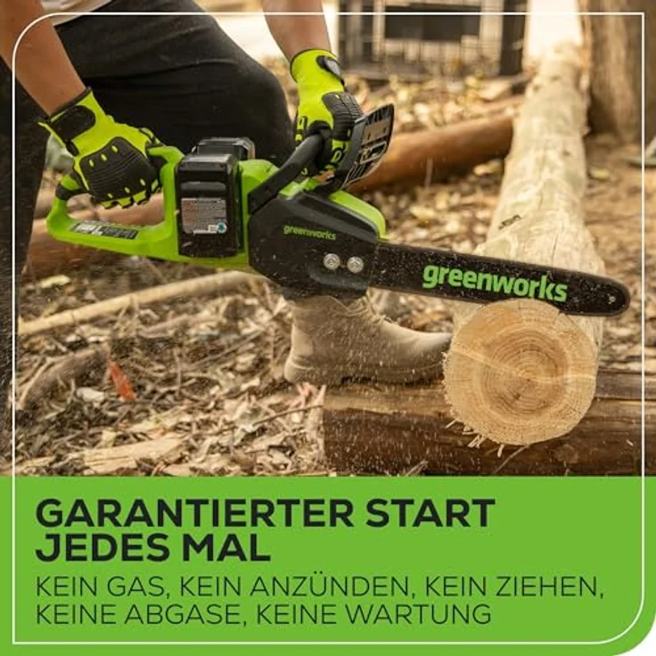 Greenworks Akku-Kettensäge GD24X2CS36 Li-Ion 2x24V 20m s Kettengeschwindigkeit 36cm Schwertlänge 200 – Bild 5