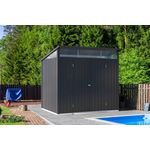 Duramax Metall-Gerätehaus 2,5x2m Doppeltür Gartenhaus, Grau, Dachlast 97,65 kg/m², Pultdach