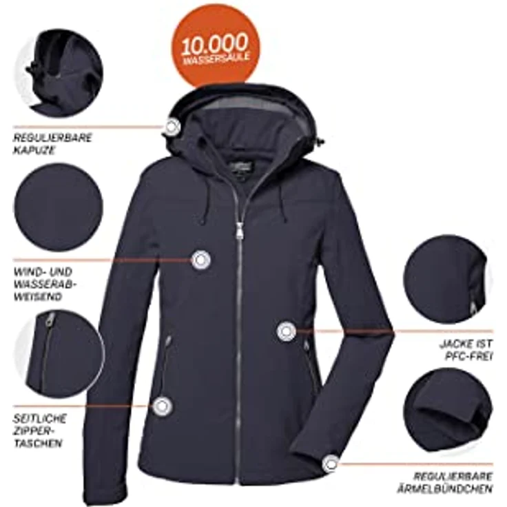 Killtec Softshelljacke Damen Softshelljacke, wasserabweisend und winddicht, schwarz – Bild 8