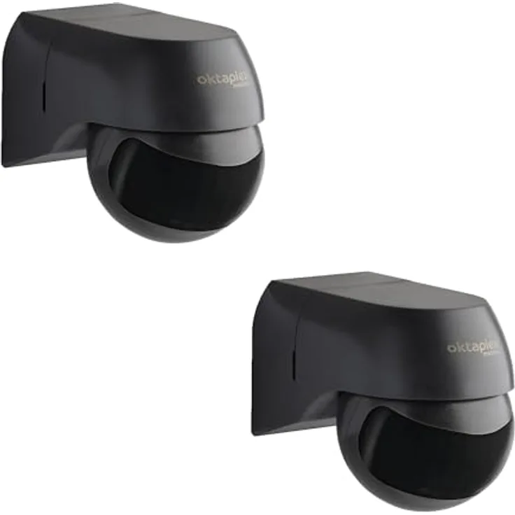 Oktaplex motion Oktaplex 2er Set Ana Bewegungsmelder Aussen schwenkbar 230 V IP44 180° Bewegungssensor 10 m Reichweite Aufputz anthrazit Infrarotsensor schwarz
