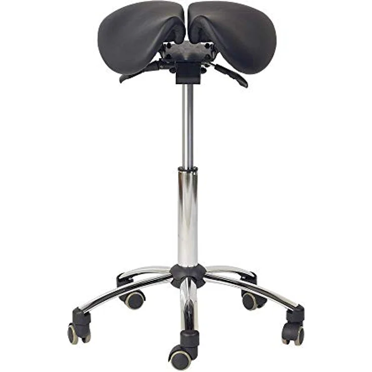 Teqler Sattelhocker schwarz, 2-fach verstellbar mit stufenloser Höhenverstellung von 58 - 80 cm, sattelförmige Sitzfläche – Bild 1