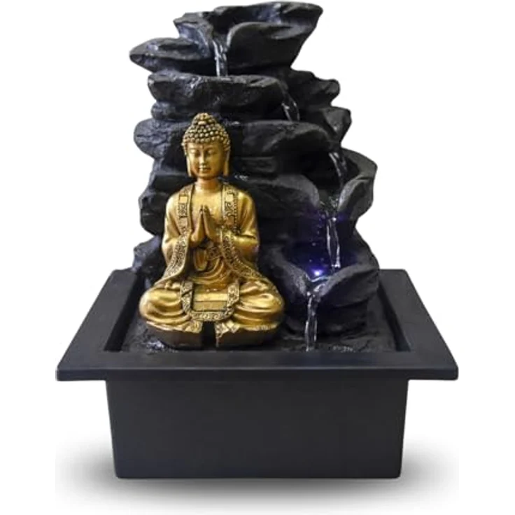Zen'Light Shira Zimmerbrunnen mit Pumpe und LED-Beleuchtung, Kunstharz, Einheitsgröße – Bild 2
