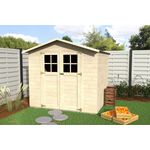 décor et jardin Gartenhaus 'Lode' Nadelholz naturbelassen 210 x 180 cm, einfache Elementbauweise, Doppeltür mit Fenstern, inklusive Dachersteindeckung