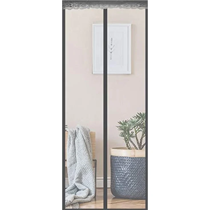 WENT Fliegengitter Tür Magnet Insektenschutz, 85 x 200 cm, grauer Magnetvorhang mit einfacher Klebemontage ohne Bohren, ideal für Balkontür und Terrassentür – Bild 2