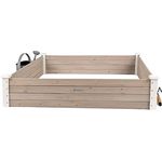 WONDERMAKE® Große Hochbeet-Umrandung aus Holz für Garten Terrasse, Pflanzbeet Bausatz XL quadratisch, Blumenbeet Kräuterbeet Beetumrandung niedrig deko, 120 x 120 x 26,5 cm, weiß grau anthrazit