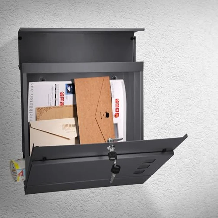 Briefkasten mit Zeitungsfach und Sichtfenster anthrazit aus Stahl – Bild 8