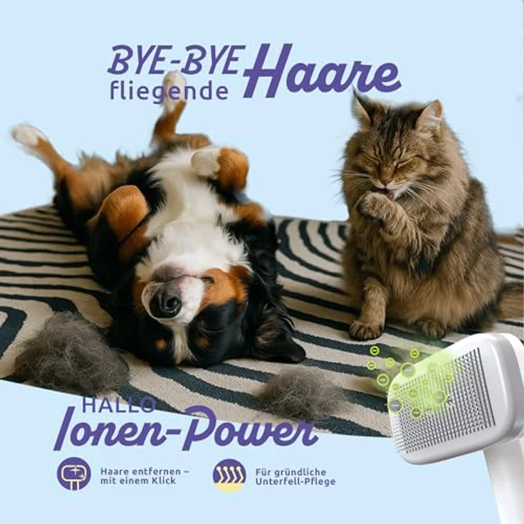 Mediashop PiddiPet IonBrush Ionen Tierhaarbürste, selbstreinigend mit Ionen-Generator, für sanfte und statikfreie Fellpflege bei Hund & Katze – Bild 5