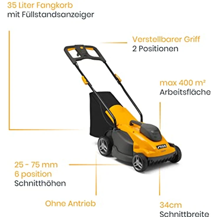 STIGA Elektro-Rasenmäher Combi 336c, Schnittbreite 34 cm, 1400 W, 35 L Auffangbeutel – Bild 2