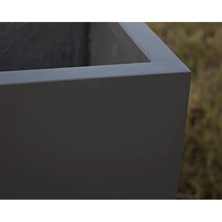 Elegant Einrichten Pflanztrog Pflanzkübel, anthrazit metallic, 84x30x40cm, robustes Fiberglas mit edler Metallic-Optik – Bild 5