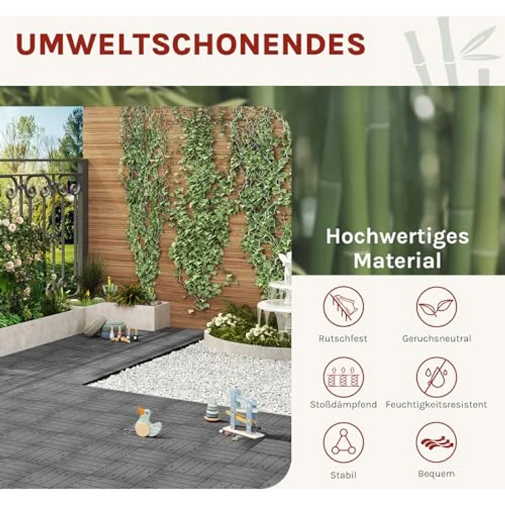 WPC Terrassenfliesen in Holzoptik, Bodenbelag mit Klicksystem, 11 Stück grau – Bild 3