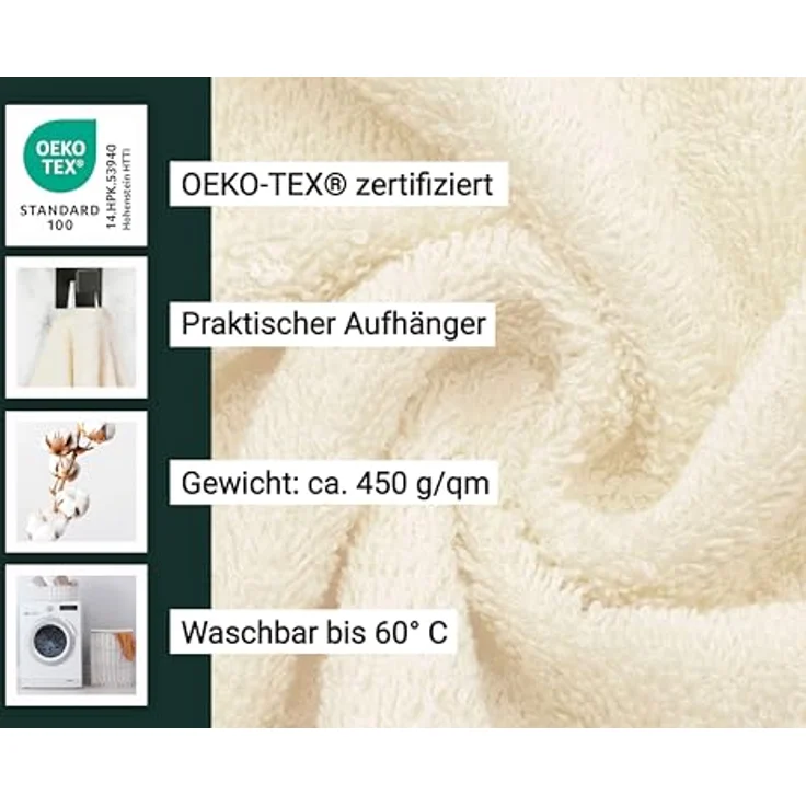 Zollner Saunatuch Beige, 70x180 cm, 100% Baumwolle, Oeko-Tex® Standard 100, schnell trocknend, für Sauna und Freizeit – Bild 3
