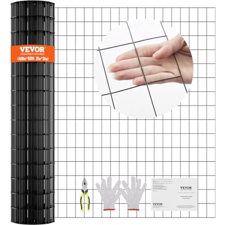 VEVOR Maschendrahtzaun 1220x15240mm, verzinkte Maschendrahtrolle mit schwarzer Vinylbeschichtung, ideal für Hühnerstallbarrieren und Kaninchenzäune – Bild 1