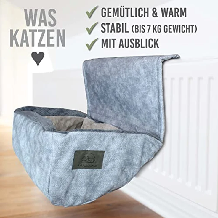 KaraLuna Heizungsliege | Auch für große Katzen geeignet I Katzenbett Heizung Hängehöhle Katze Katze Heizung Hängematte Heizkörperliege Katzen Heizungsliege Katzen XXL (Hellgrau) – Bild 2