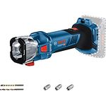 Bosch Professional 18V System Akku-Spiralsäge GCU 18V-30 (bürstenloser Motor mit 30.000 min⁻¹, inkl. 3x Spannzange, Absaugadapter, 1x Spiralnutfräser 1/8" und 1x Mehrzweckfräser 1/8")