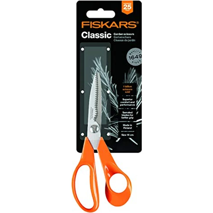 Fiskars Universalschere mit gezahnter Klinge, Länge 18 cm, Rostfreie Stahl-Klinge-Kunststoff-Griffe, Orange, Classic, S92, 1000555 mittelgroß – Bild 7