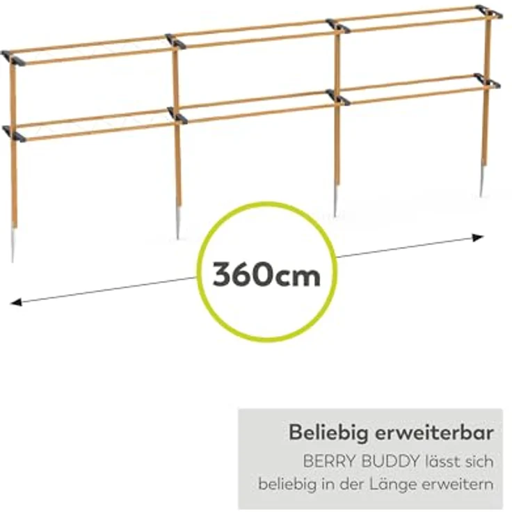 Gusta Garden BERRY BUDDY, erweiterbares Rankgitter aus Holz, 360cm, flexible Rankhilfe für Himbeeren, Brombeeren, Heidelbeeren – Bild 7