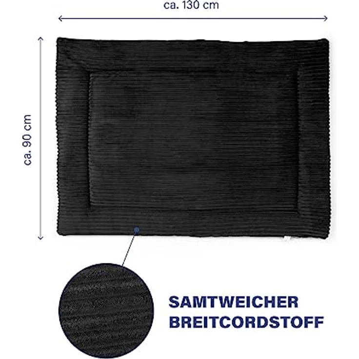 Wallace & Jones | Liegematte Cardi, Liegekissen für Hunde - schwarz | XXL | ca. 130 x 90 cm – Bild 2