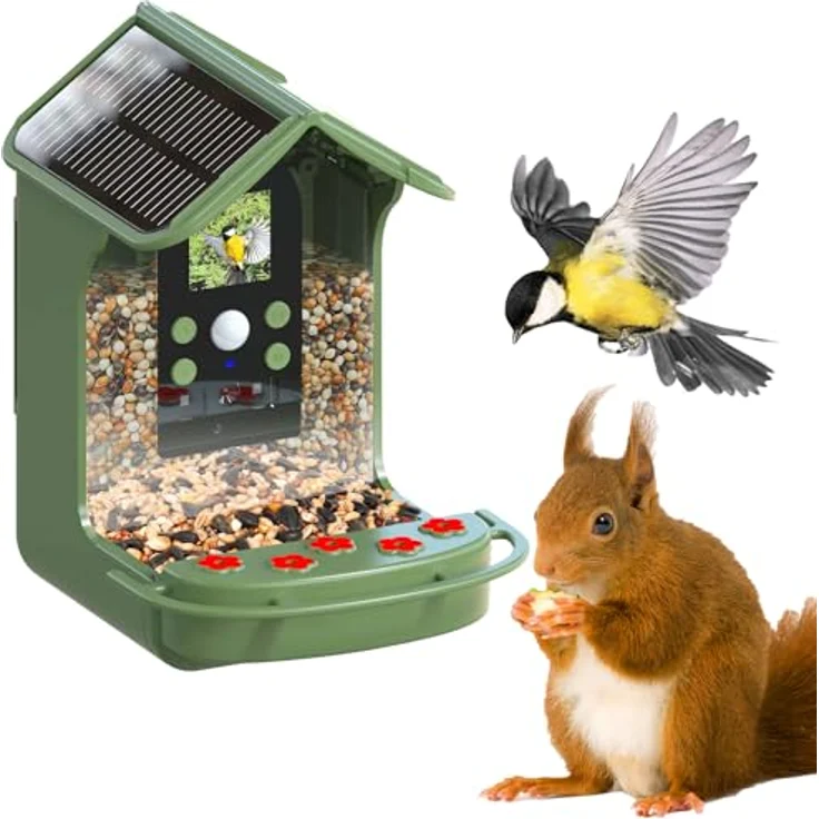 Easypix BirdyCam Futterhaus mit Kamera und Solarenergie, Automatische HD-Video- und Fotoaufnahmen, Futterspender für den Garten – Bild 1