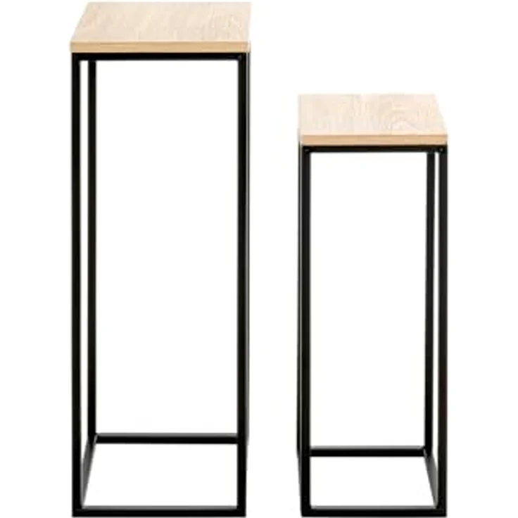 HAKU Blumenständer Haku Blumenständer / Blumensäule 2er-Set schwarz-eiche, elegantes Design aus Stahlrohr und Eiche-Dekor – Bild 6