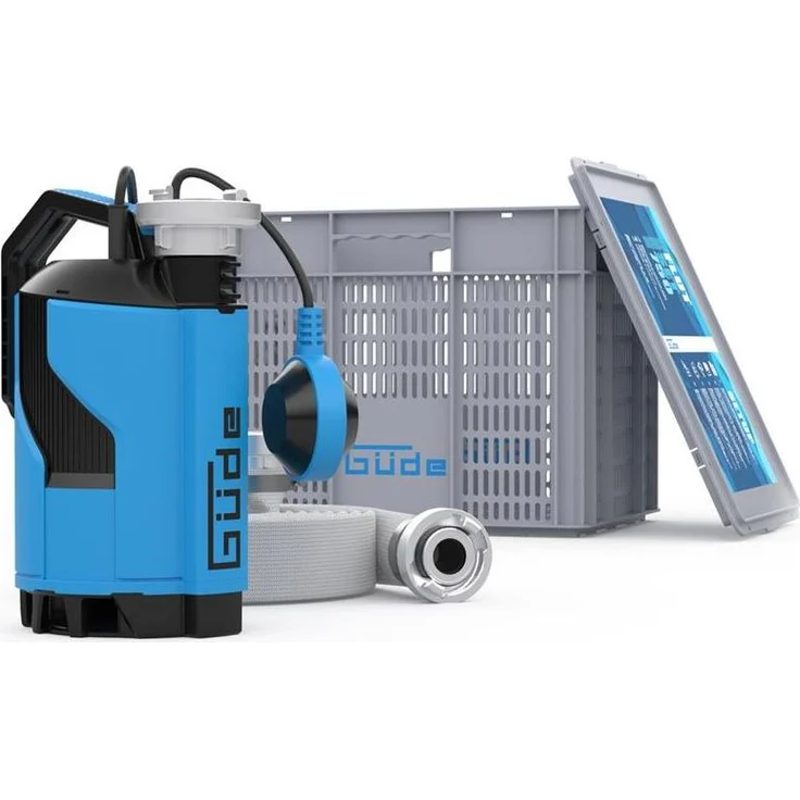 Güde Hochwasserschutz-Set 750, Tauchpumpe mit 750-Watt-Motor und 10-Meter-Druckschlauch zur Kellerentwässerung