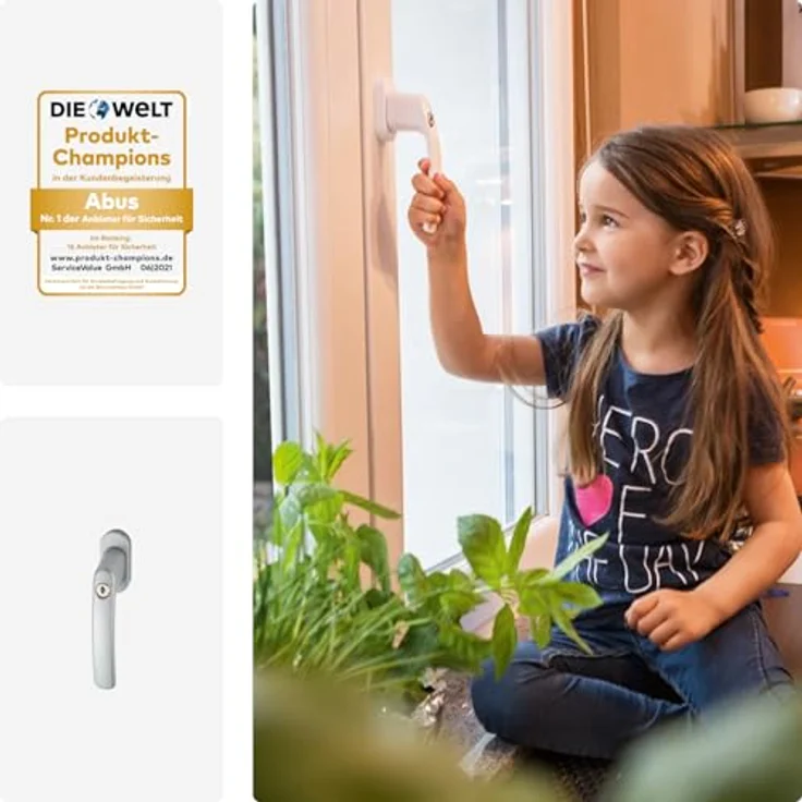 ABUS abschließbarer Fenstergriff FG200 silber Volks Fenstergriff Universell passend durch verstellbarem Vierkantstift kein Sägen notwendig Kindersicherung 44258 – Bild 6