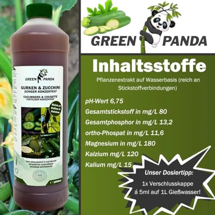 GreenPanda Gurken- & Zucchini-Dünger, 1000ml Flüssigdünger mit Stickstoff, Phosphor und Kalium zur Ernteverbesserung und Geschmacksintensivierung – Bild 4