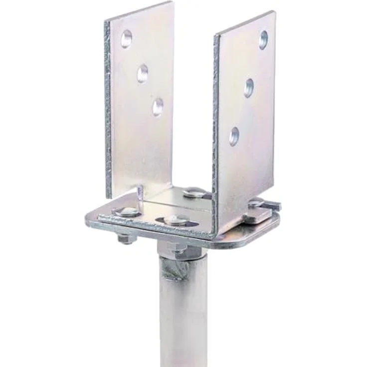 Alberts U-Pfostenträger | höhen- und breitenverstellbar und zum Aufschrauben | galvanisch gelb verzinkt | Breite 71 - 161 mm | Höhe 150 - 190 mm 
(218058) – Bild 5