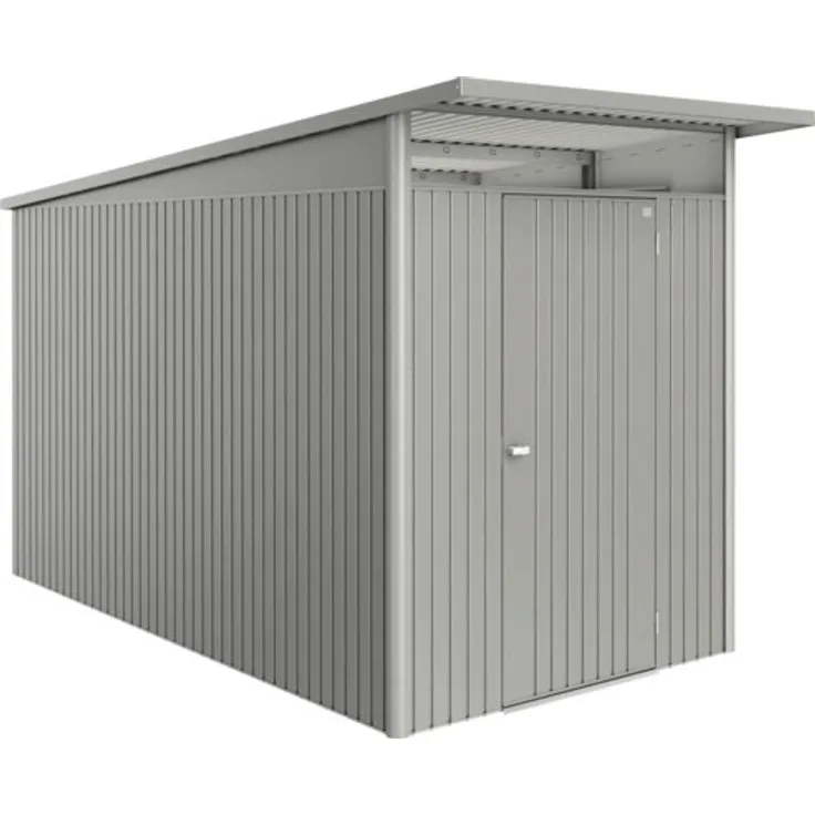 Biohort Gartenhaus AvantGarde Eco A4 Standardtür 180 x 380 cm quarzgrau-metallic, mit gesickter Tür und Drehgriff-Zylinderschloss