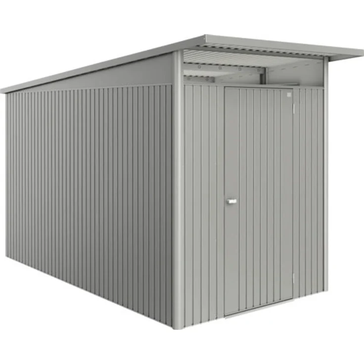 Biohort Gartenhaus AvantGarde Eco A4 Standardtür 180 x 380 cm quarzgrau-metallic, mit gesickter Tür und Drehgriff-Zylinderschloss