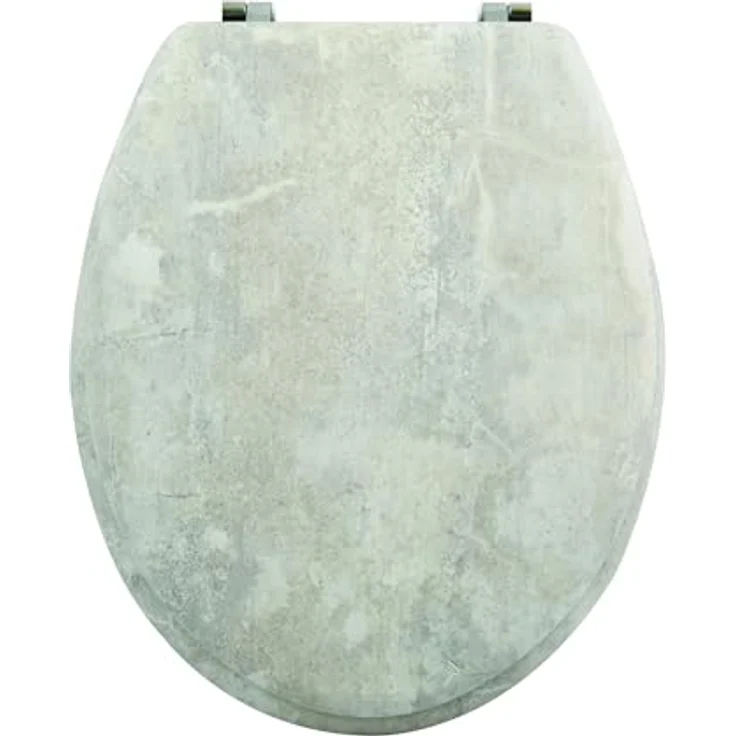 MSV WC-Sitz Stonehenge, MDF mit Edelstahl-Scharnieren, grau, 42,5 cm x 36,5 cm x 5 cm – Bild 2