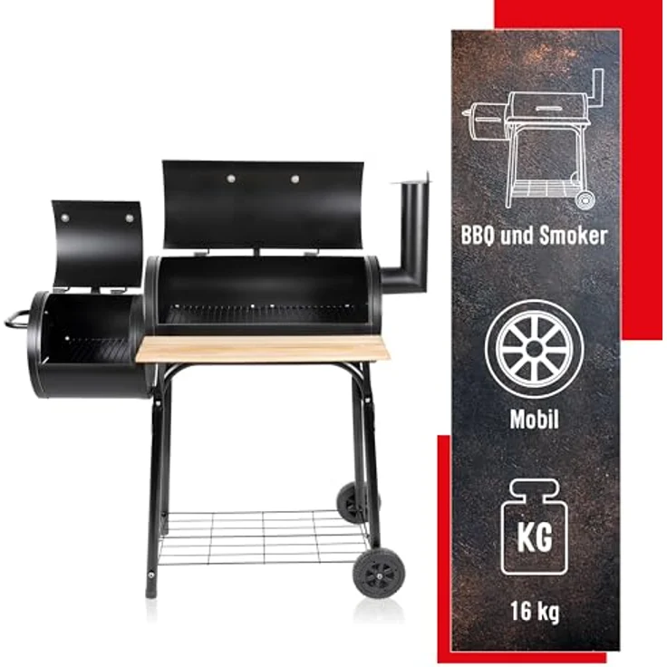 BBQ Collection, Holzkohlegrill, Grill smoker (104 cm) – Bild 3