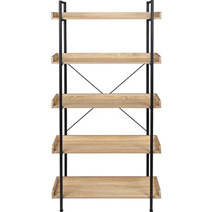 Standregal mit 5 Ablagen 91x25,5x173cm Eiche Hell – Bild 6