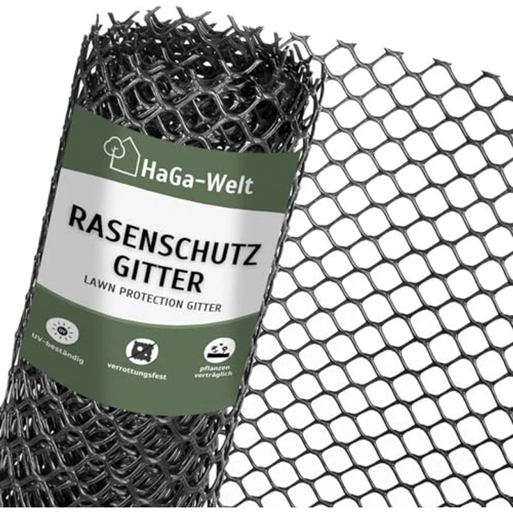 HaGa® RASENSCHUTZGITTER 1,3m x 5m, Masche 30mm, HD-PE, schwarz, ideal für Stellplätze und Bodenschutz – Bild 1
