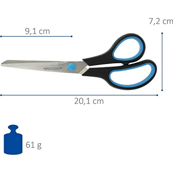 Westcott Schere Easy Grip E-30283 00 20cm Stahl schwarz/blau – Bild 5