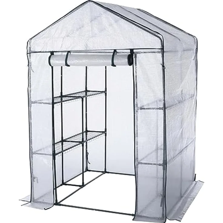 HI Gewächshaus mit 8 Ablagen 140x140x200 cm Transparent