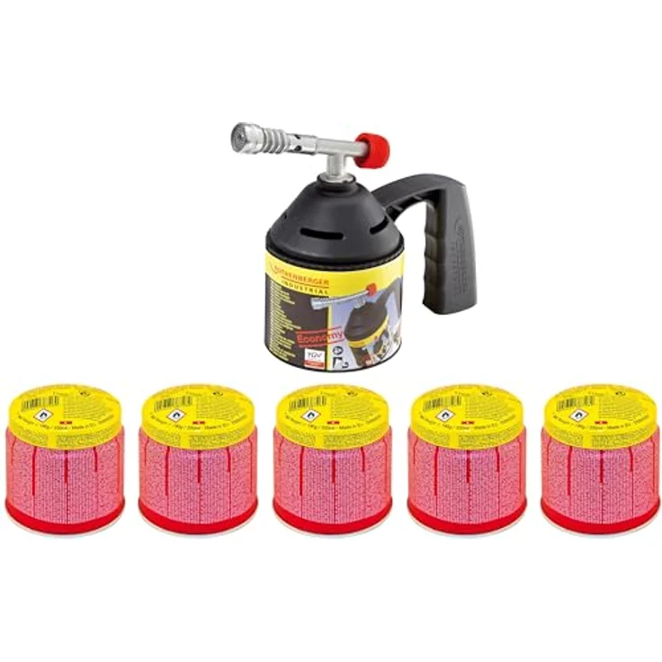 Rothenberger Industrial RoFlame Lötlampen Set Lötlampe inkl. 5 Gas Kartuschen Gaskartusche Bunsenbrenner – Bild 2