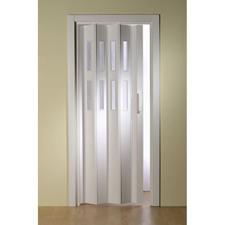 Kunststoff - Falttür mit 2 Fenster Luciana weiß 88,5x202 cm doppelwandig 10 mm; Made in Italy – Bild 1
