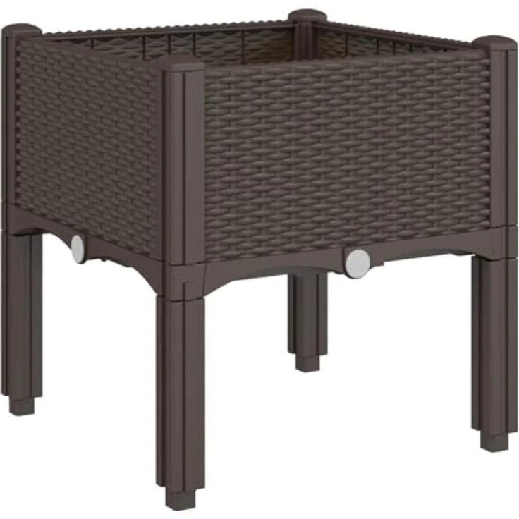 vidaXL Pflanzkasten mit Beinen Braun 40x40x42 cm PP – Bild 1