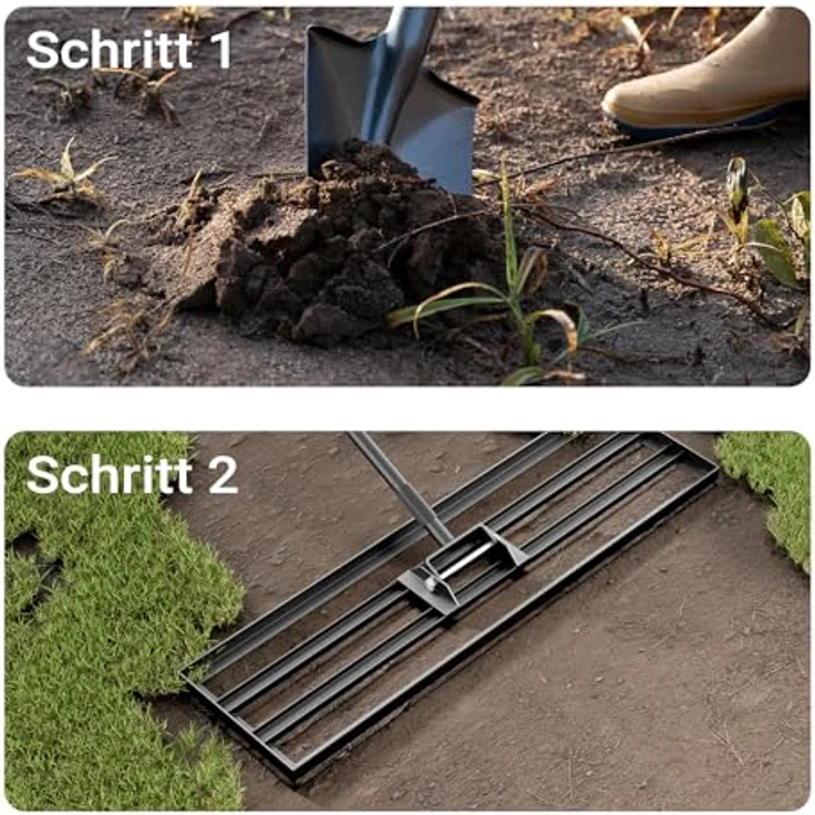 Wiltec Aluminium Rasenrakel 121,9 x 25,4 cm mit 2 m Stiel, Leveler Gartengerät zum Rasen sanden, Edelstahl Unebenheiten ausgleichen – Bild 4