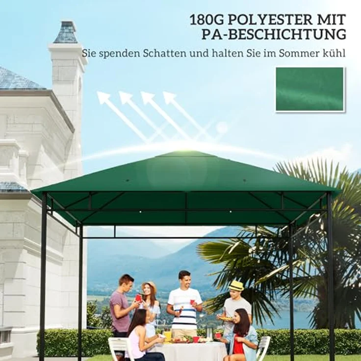 Outsunny Pavillon-Ersatzdach Outsunny Pavillondach, Ersatzdach, Pavillonabdeckung, Grün, 295 x 295 cm (Wasserundurchlässig, UV-resistent) – Bild 7