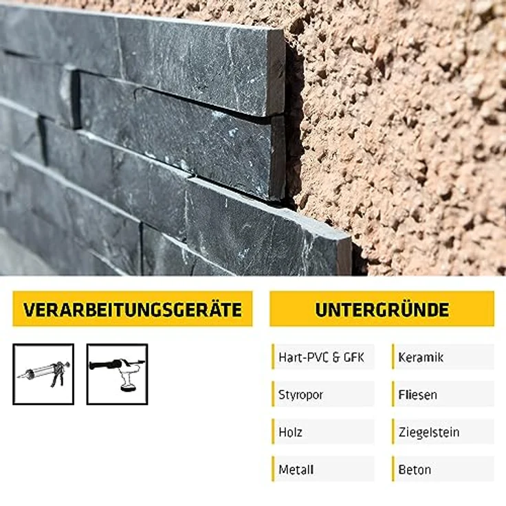 SIKA Montageklebstoff SikaBond-126 Maximum Tack Schwarz, starke Anfangshaftung, für Metalle und Baustoffe, lösemittelfrei, 300 ml – Bild 5