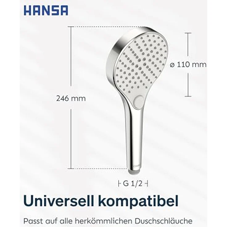 Hansa VIVA Handbrause, rund, 110mm Durchmesser, 3 Strahlarten, 44330300 – Bild 2