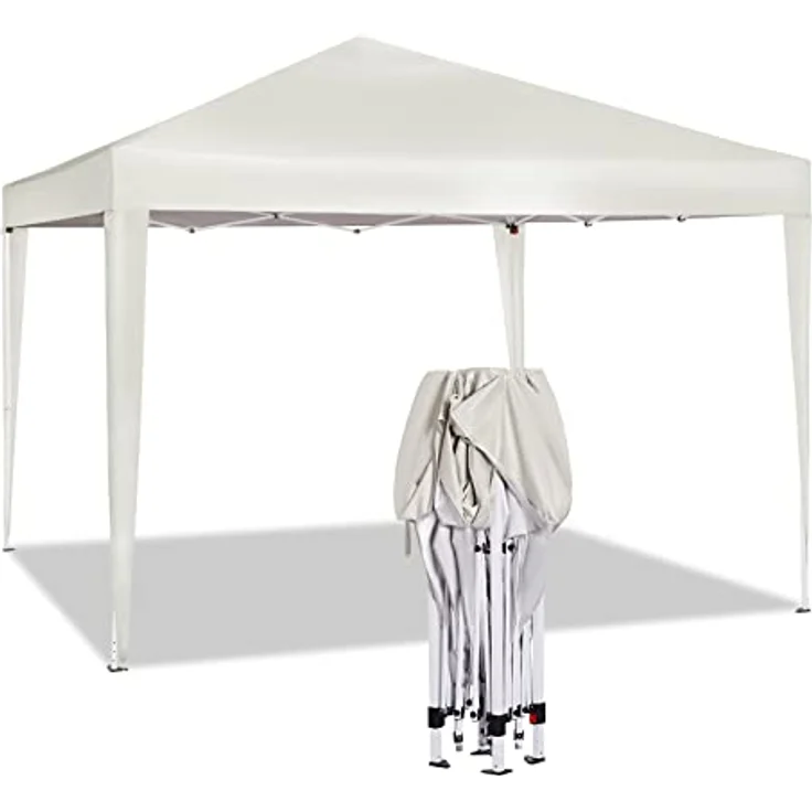 WOLTU Pavillon Pop-Up wasserdichter Faltpavillon Sonnenschutz Event Pavillon Gartenpavillon auf Terrasse Camping Festival Pagodenzelt aus Oxford Metallrahmen 3 x 3 m Beige PVL0002be – Bild 1