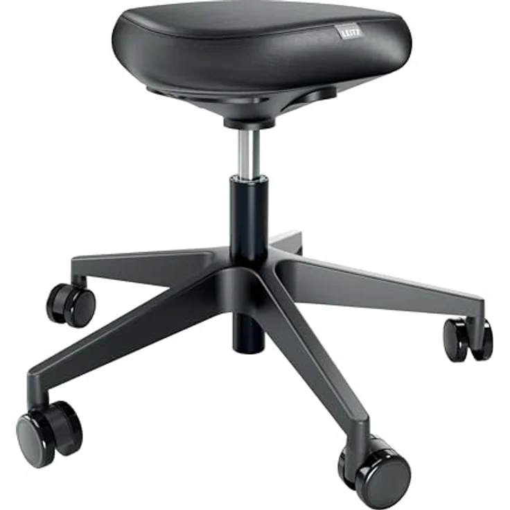 Leitz Ergo Höhenverstellbarer Sitzhocker, Bürohocker mit Sitzpolster und Rollen, ergonomischer Drehhocker schwarz, 46–59 cm, Ergo-Serie, 65780095 – Bild 1